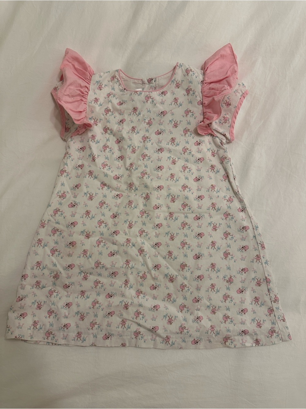 Dondolo Girls Floral A-Line Dress with Pink Ruffle Sleeves